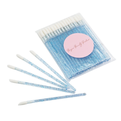 50 PACK - BLUE DISPOSABLE GLITTER LIP WANDS