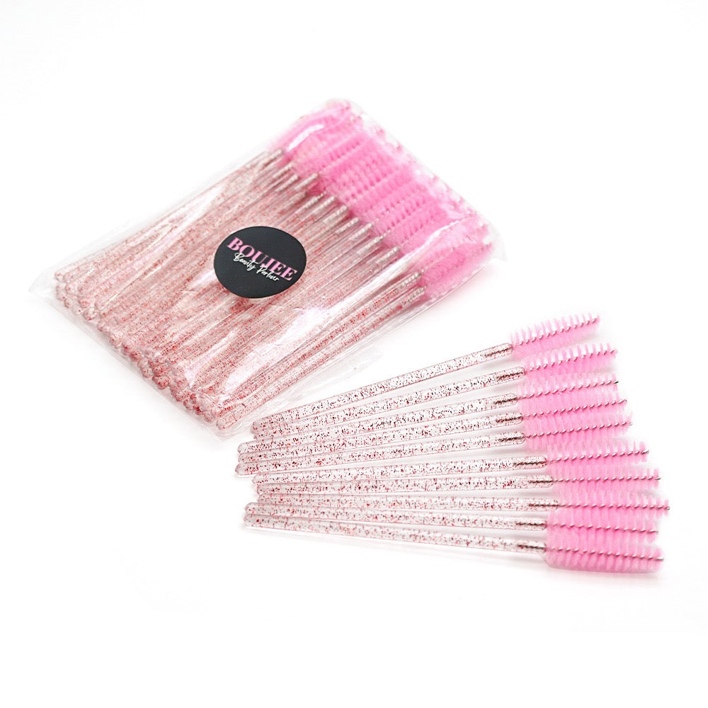 50 PACK - PINK GLITTER LASH BRUSHES