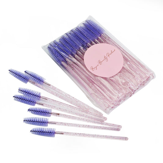50 PACK - PURPLE GLITTER LASH BRUSHES