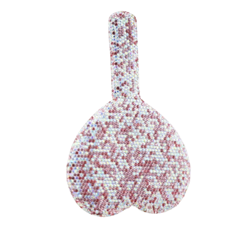 DIAMOND HEART MIRROR - PINK & SILVER