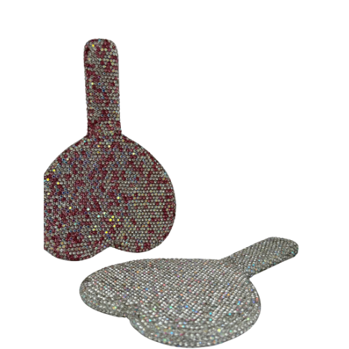 DIAMOND HEART MIRROR - PINK & SILVER