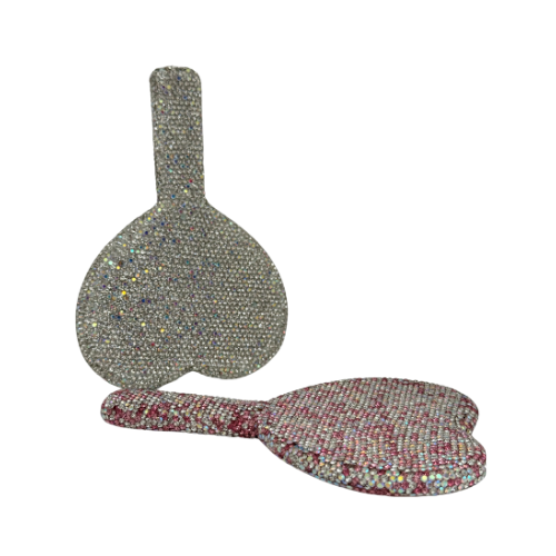 DIAMOND HEART MIRROR - PINK & SILVER
