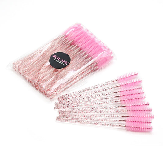 50 PACK - PINK GLITTER LASH BRUSHES
